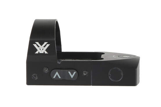 The Vortex Optics Venom Reflex Sight features rubber buttons for adjusting brightness